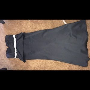 Black peplum dress with stone belt